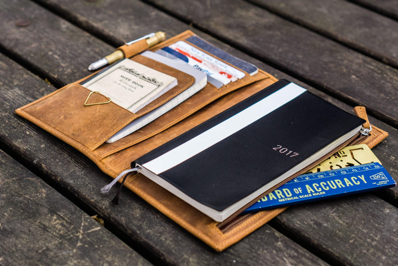 Galen Leather Co. C.H Brown Leather Slim Hobonichi Weeks Planner Cover
