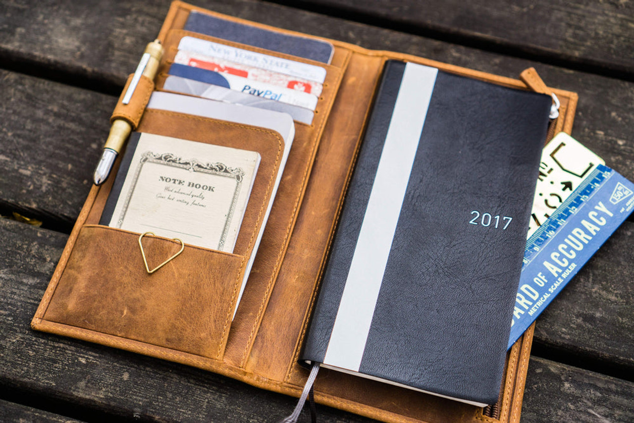 Galen Leather Co. C.H Brown Leather Slim Hobonichi Weeks Planner Cover