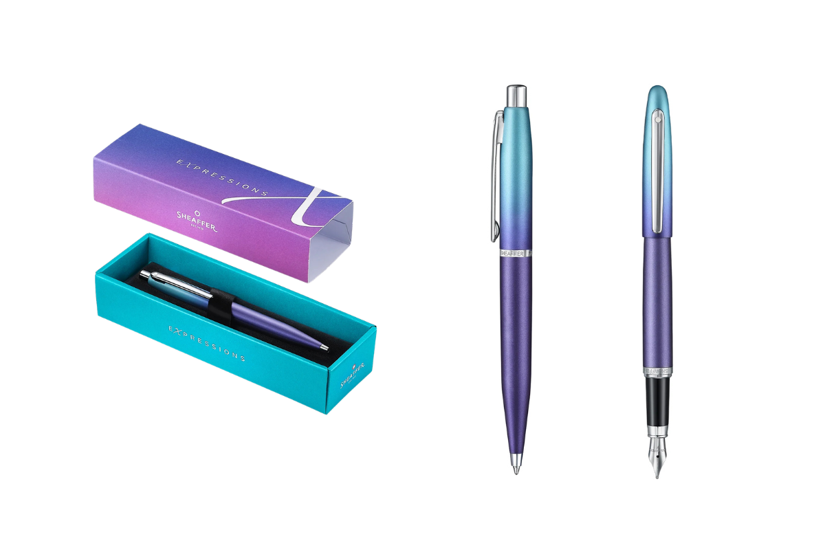 Sheaffer VFM Expressions Blue and Purple Pearlised Gradient Collection