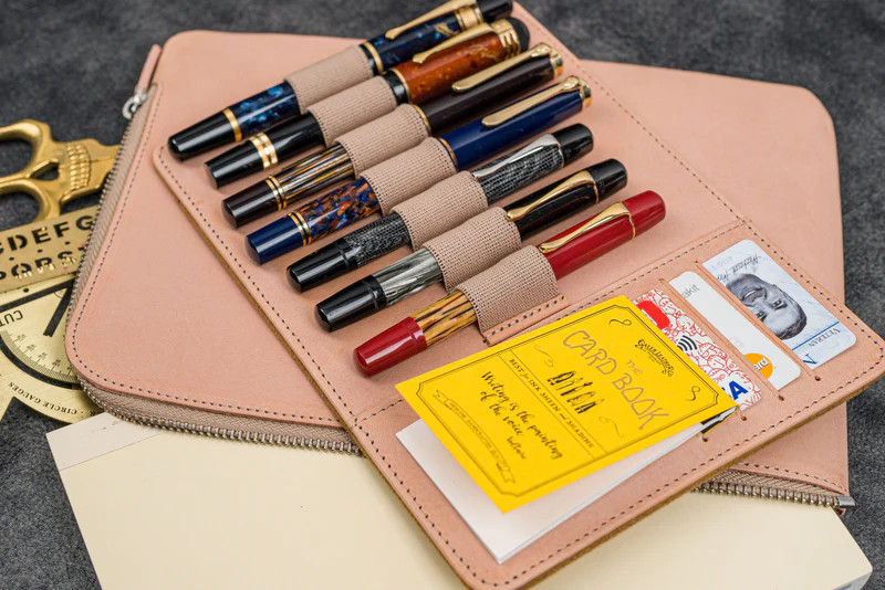 Galen Leather Co. Leather Zippered Writer's Bank Bag - Pen Pouch -  Undyed Leather