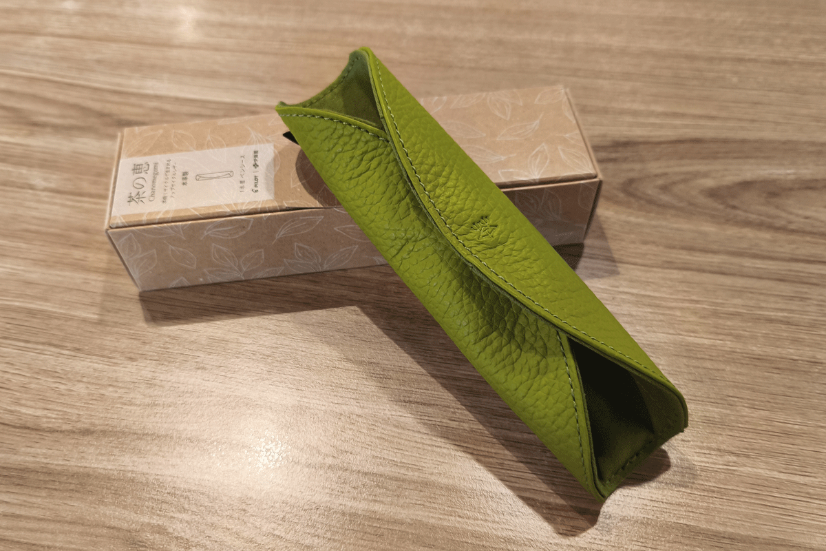Pilot MR Chanomegumi Leather Pen Pouch Light Green