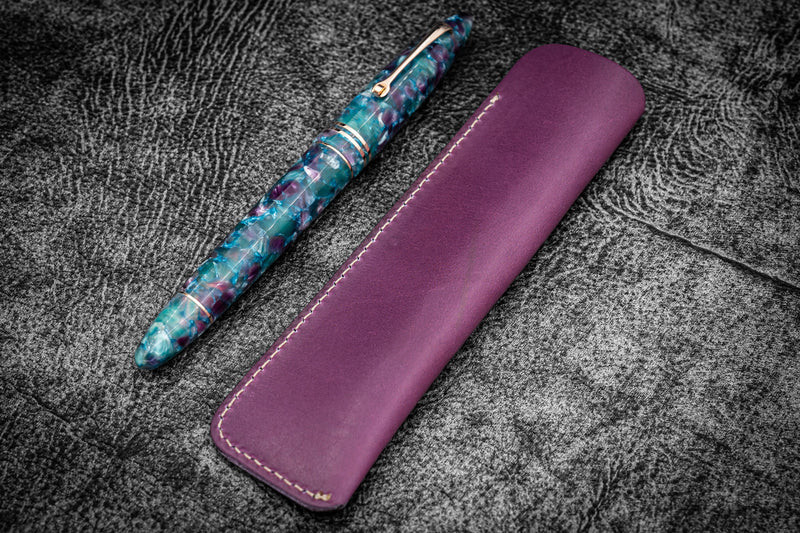 Galen Leather Co. Leather Single Fountain Pen Sleeve Purple