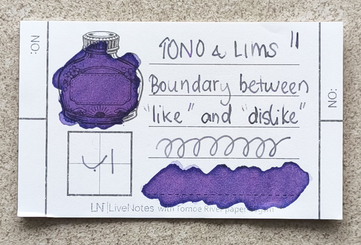 Tono&Lim Standard - Boundary between "like" and "dislike"  30ml Fountain Pen Ink