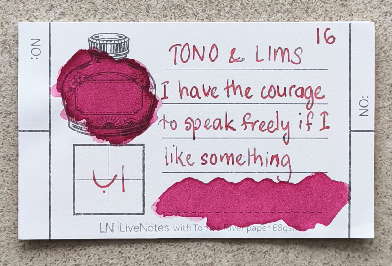 Tono&Lim Standard -  I have the courage to speak freely if I like something 30ml Fountain Pen Ink
