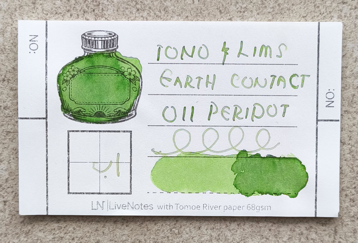 Tono&Lims Peridot Earth Contact Line 30ml Shimmer Fountain Pen Ink