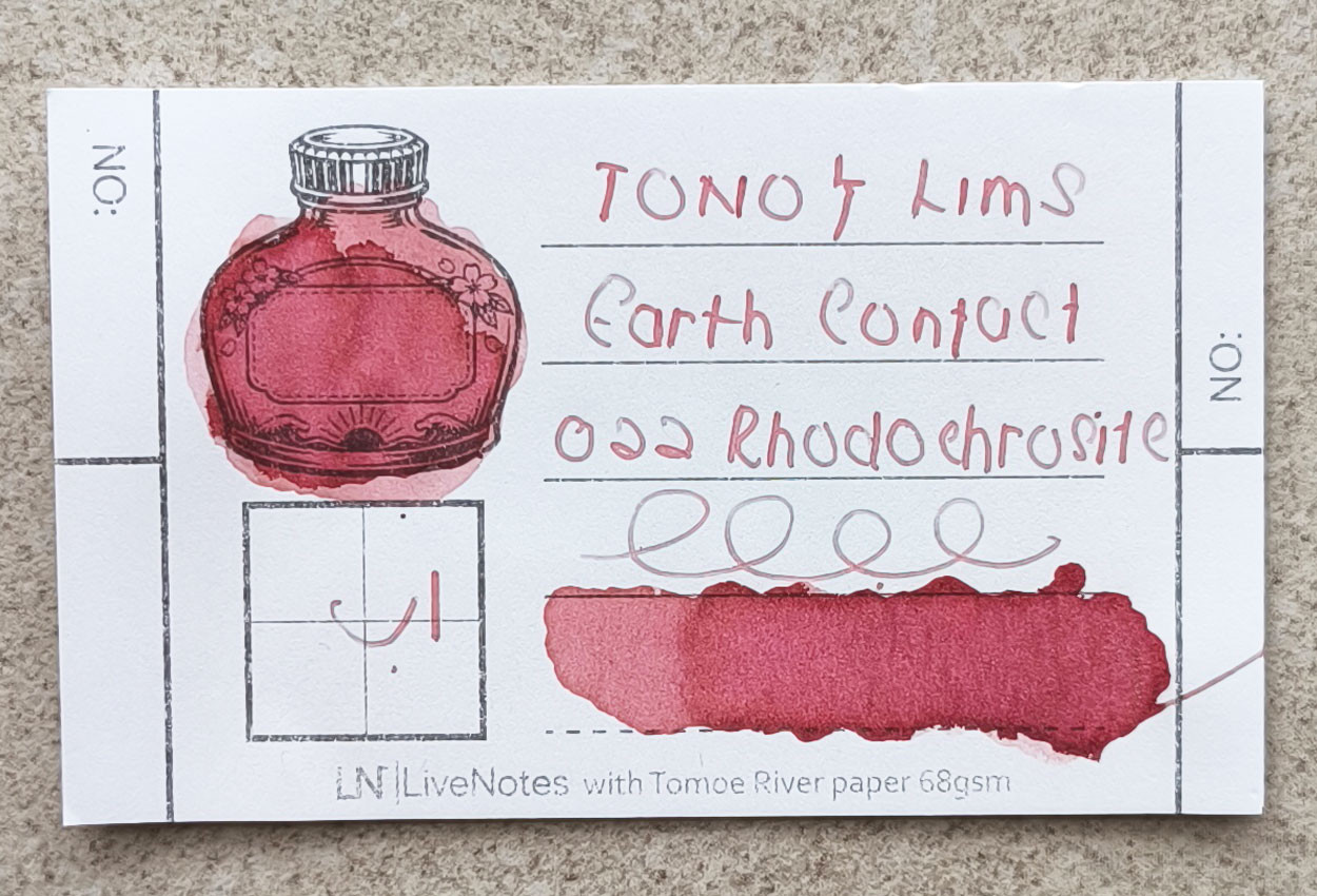 Tono&Lims Rhodochrosite Earth Contact Line 30ml Shimmer Fountain Pen Ink