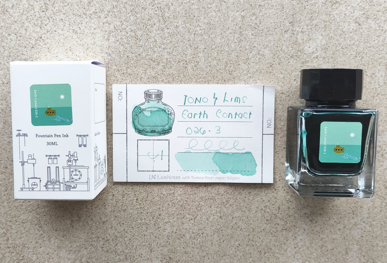 Tono&Lims Fluorite Mint Earth Contact Line 30ml Shimmer Fountain Pen Ink