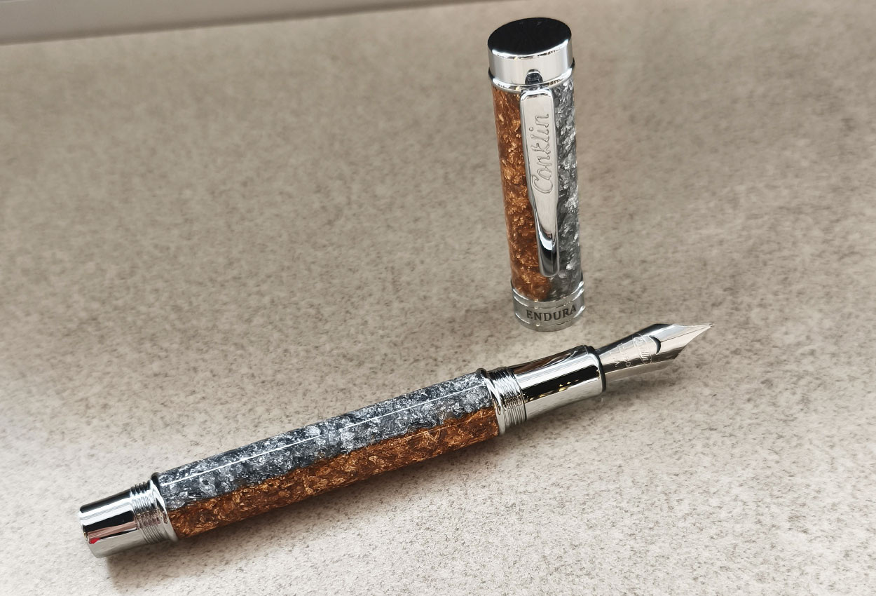 Conklin Endura LE 25/50 Epoxy Silver Gold CT Fountain Pen Fine Nib