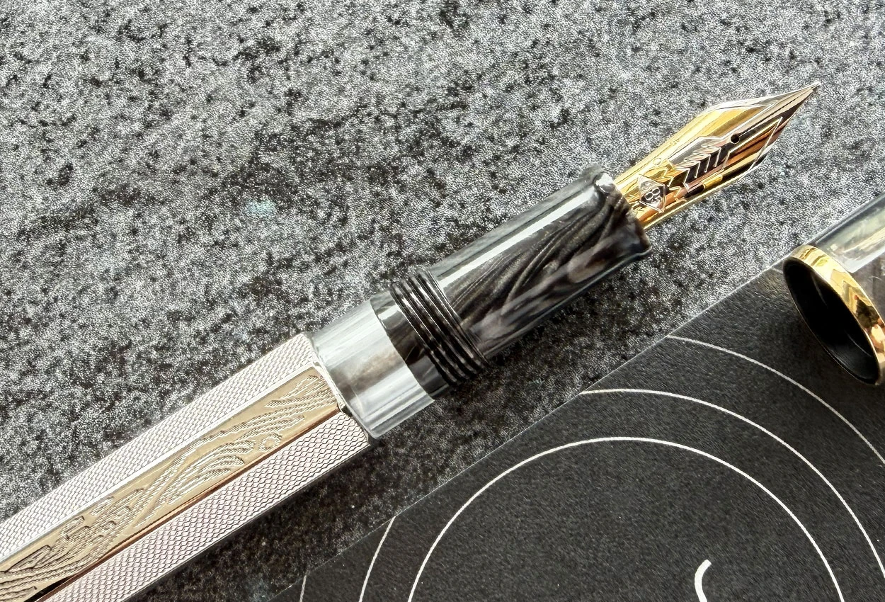 Omas LE Cobra Silver Guilloche 14k Fountain Pen Medium Nib