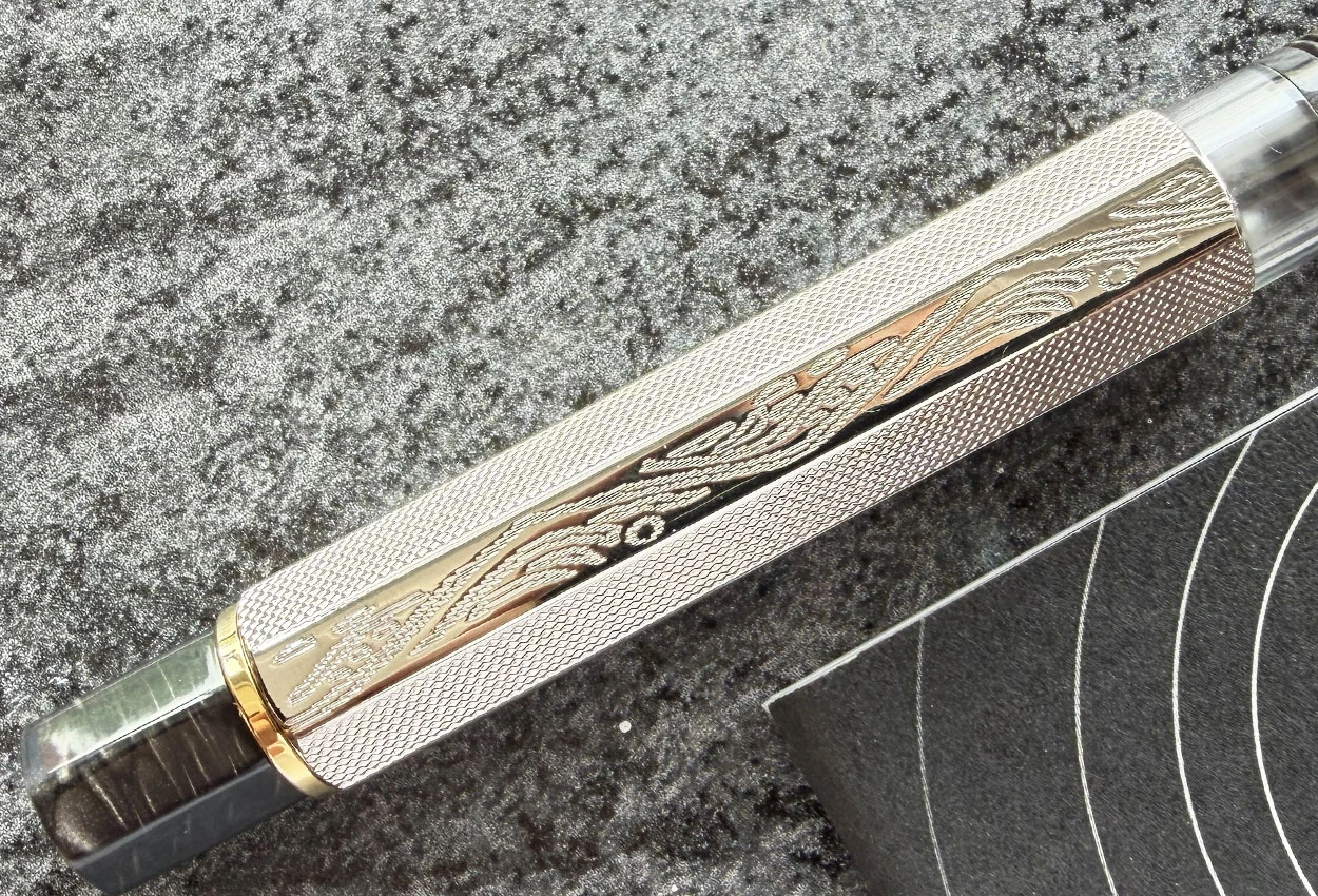 Omas LE Cobra Silver Guilloche 14k Fountain Pen Medium Nib