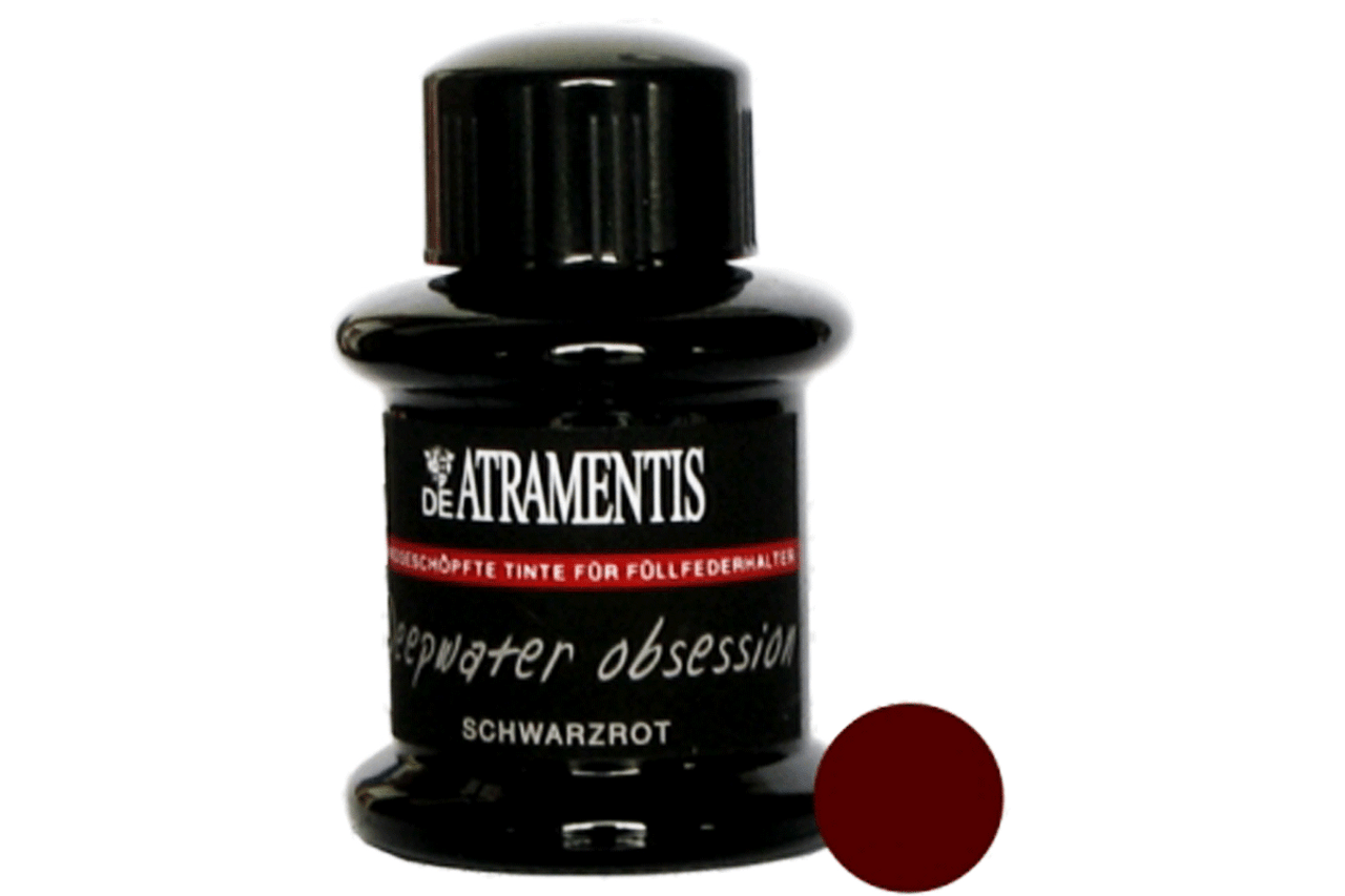 De Atramentis Black Red Fountain Pen 35ml Bottle Ink Black Edition