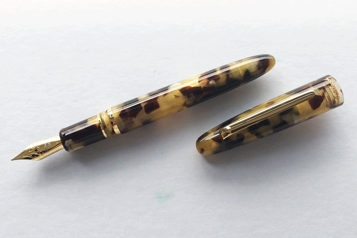 Esterbrook Estie Tortoise Gold Trim Fountain Pen Broad Nib