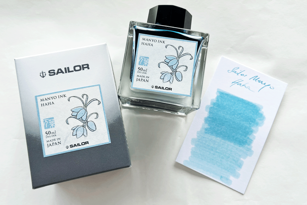 Sailor Manyo Haha Fountain Pen 50ml Bottle Ink Pastel Blue