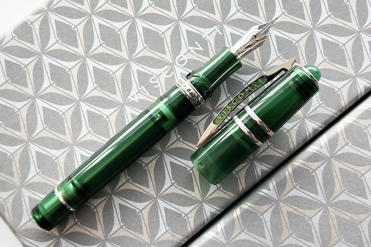 Visconti Homo Sapiens Demo Stone Emerald Fountain Pen 14K Medium Nib