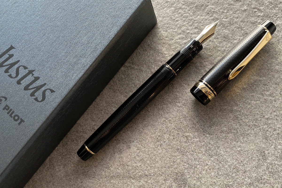 Pilot Justus 95 Black Ribbed Gold Trim Fountain Pen