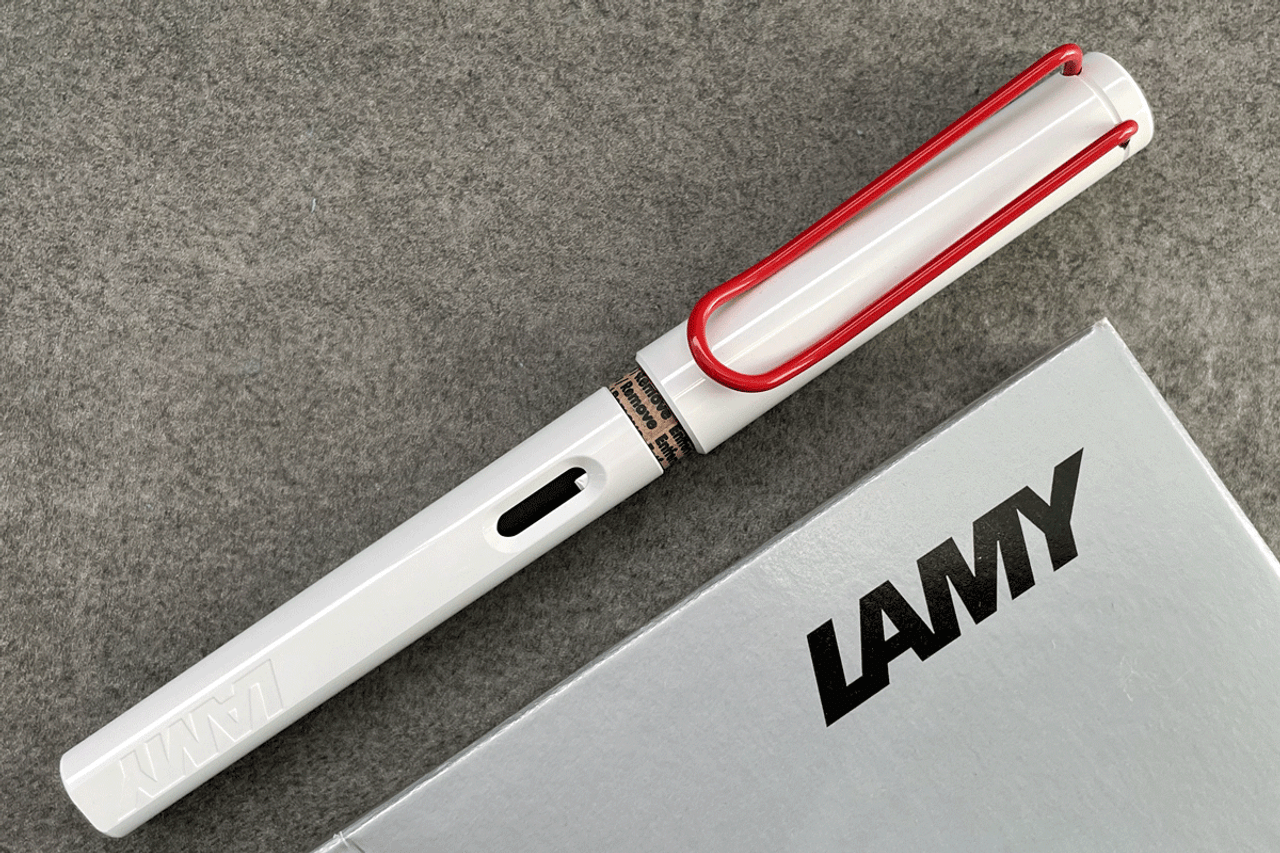 Lamy Safari White Red Clip Special Edition Fountain Pen Medium Nib