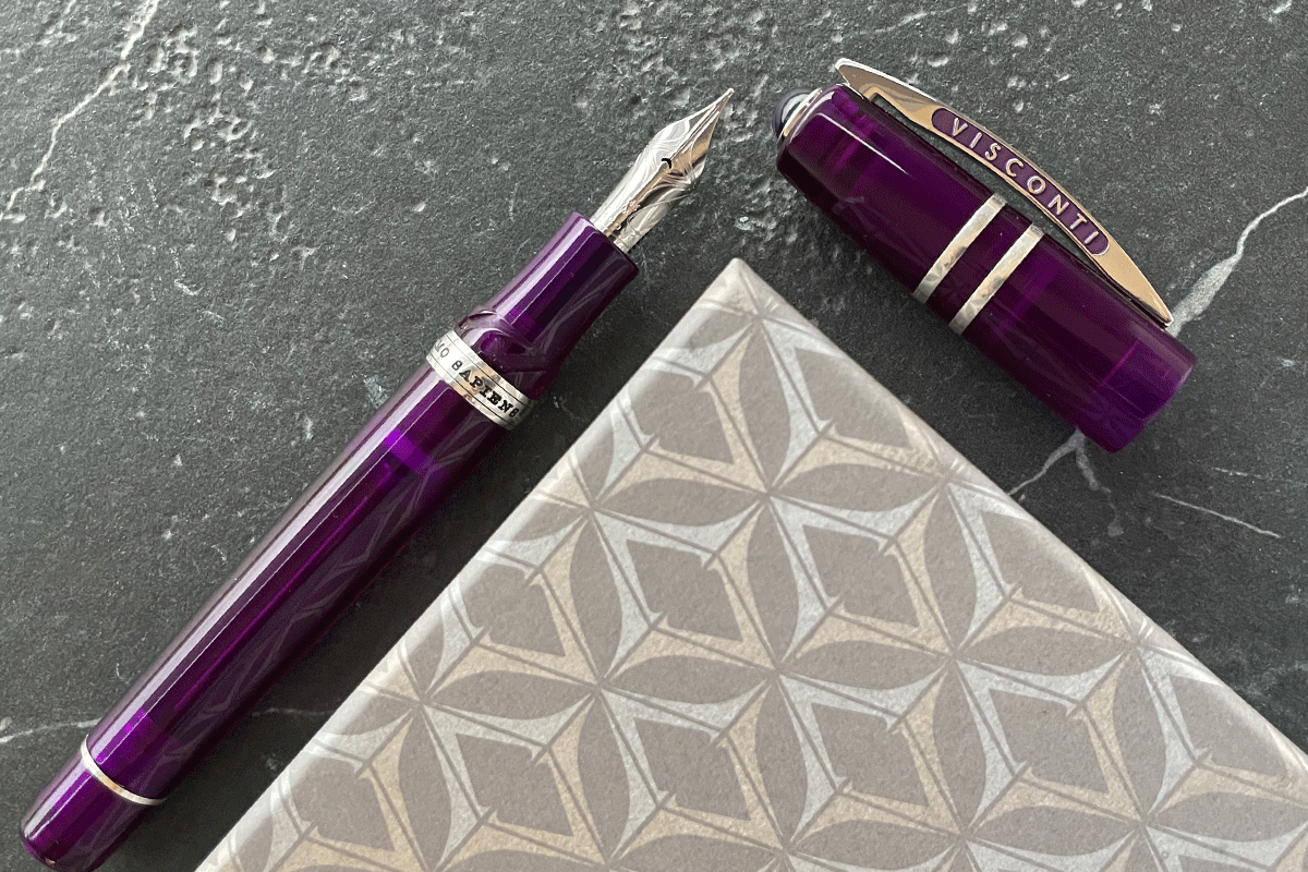 Visconti Homo Sapiens Demo Stone Amethyst Purple Fountain Pen 14K Medium Nib