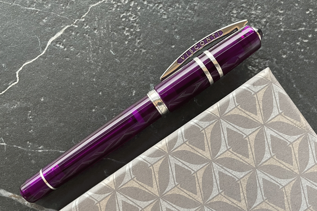 Visconti Homo Sapiens Demo Stone Amethyst Purple Fountain Pen 14K Medium Nib
