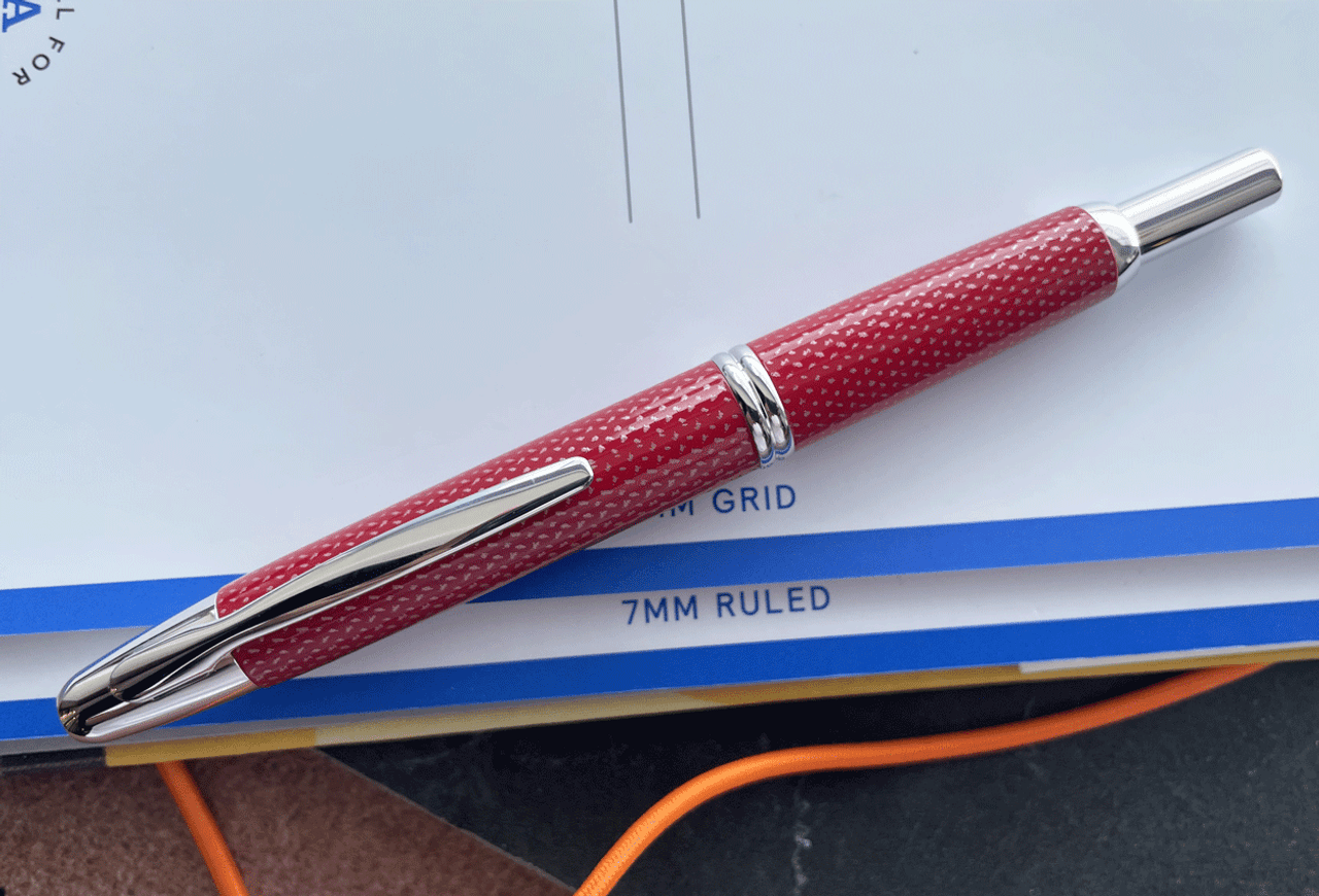 Pilot Vanishing Point Splash Red Fountain Pen with 18K Nib