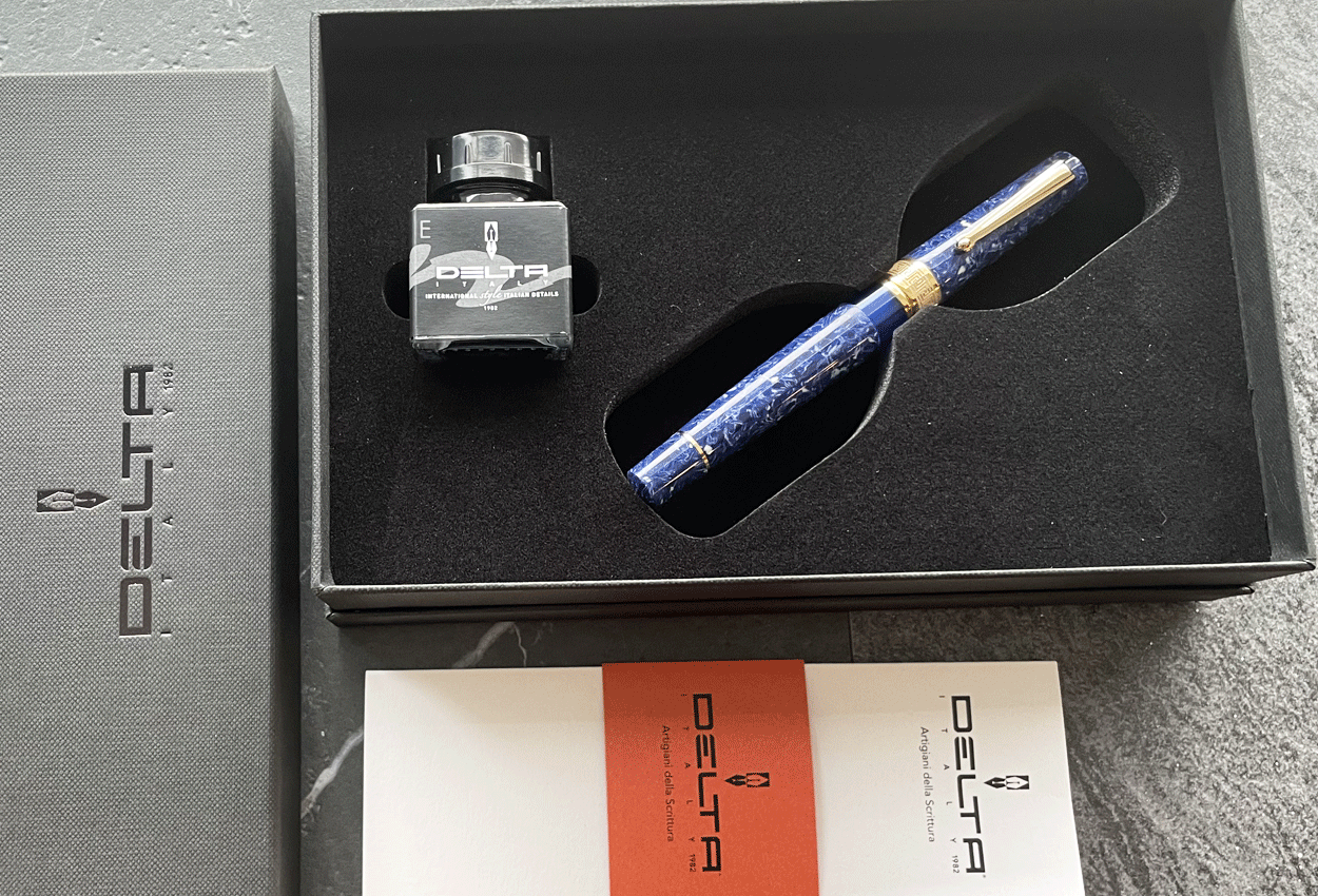 Delta Limited Edition Lapis Lazuli Blue Celluloid GT Fountain Pen Fine Nib