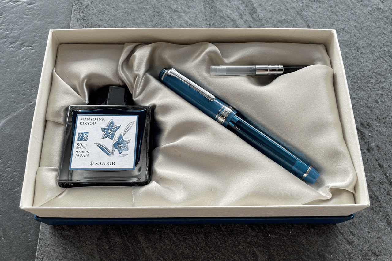 Sailor Pro Gear Slim #2 Manyo Violet Fountain Pen Kikyou Ink Set 
