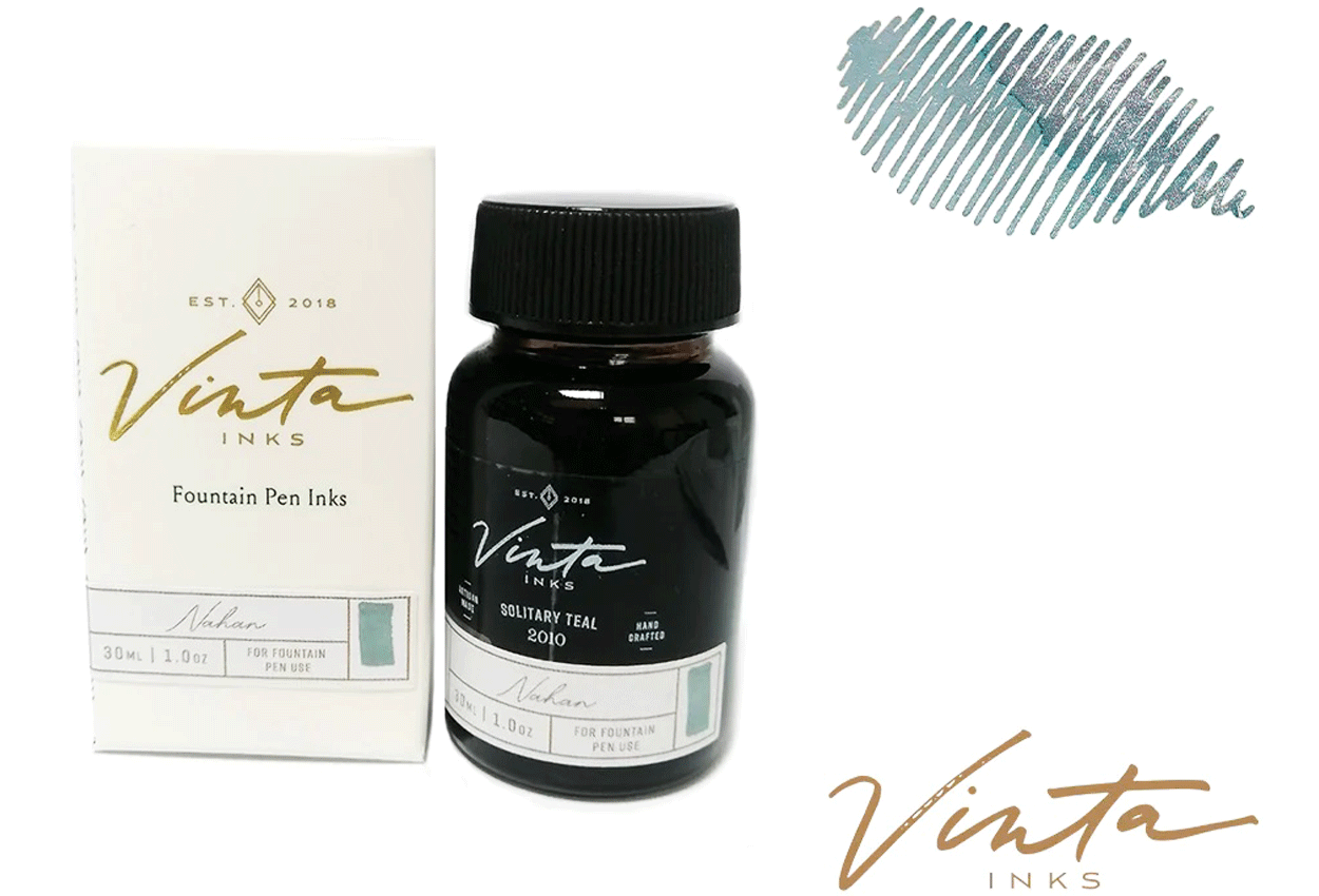 Vinta Fountain Pen 30ml Bottle Ink Shimmer Solitary Teal [Nahan 2010]