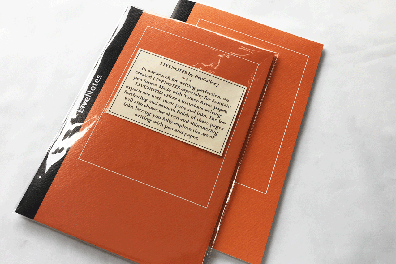 Livenotes Orange A5 Notebook w/ 68gsm Tomoe River Paper Squares By PenGallery