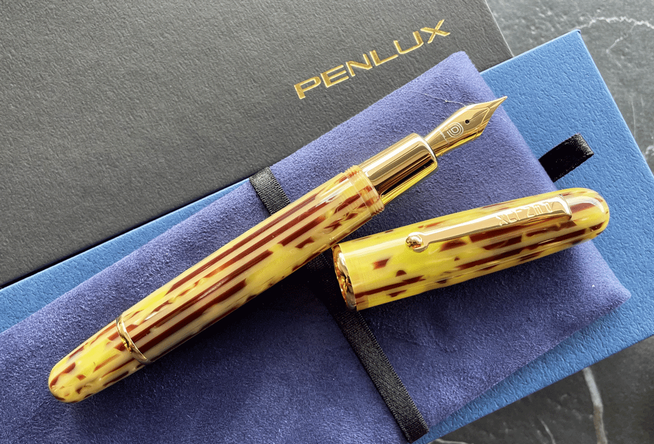 Penlux Elite Emperor Green Gold Trim Fountain Pen