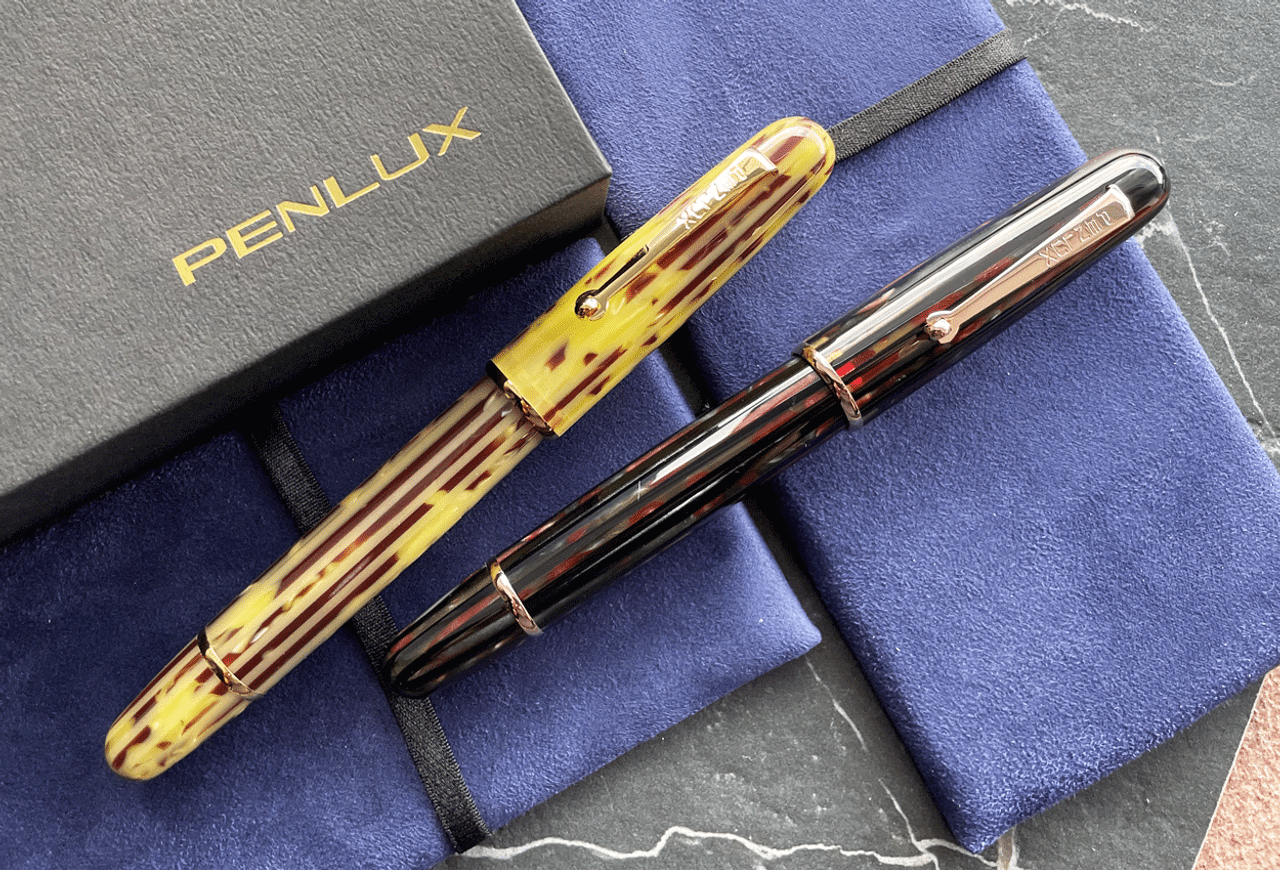 Penlux Elite Emperor Green Gold Trim Fountain Pen