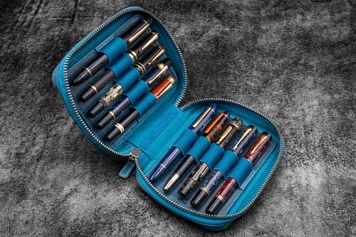 Galen Leather Co. Galen Leather Expansi-Pouch 10 Slots Pen Case  C. H. Ocean Blue