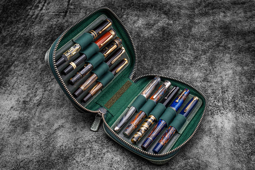 Galen Leather Co. Galen Leather Expansi-Pouch 10 Slots Pen Case  C. H. Forest Green