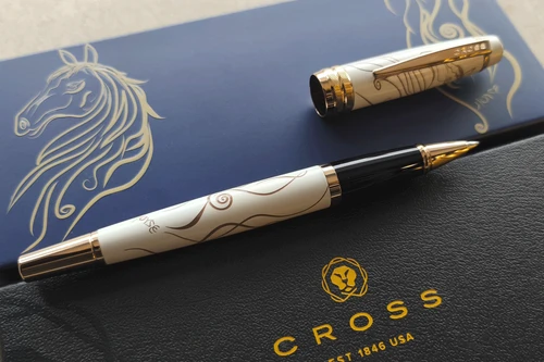 Cross Bailey Zodiac Horse Rollerball Pen White Lacquer with Rose-Gold Plated Appointments