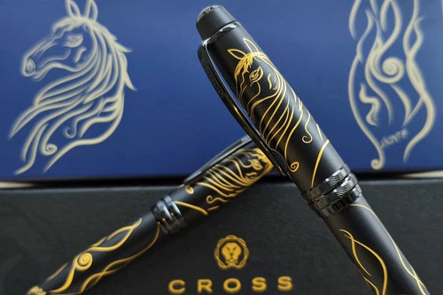 Cross Bailey Zodiac Horse Ballpoint Pen Matte Black Lacquer with Black PVD Appointments