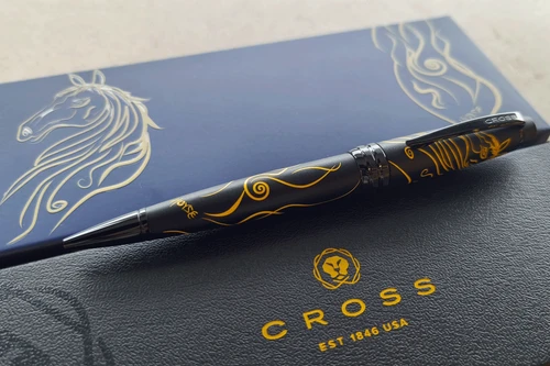Cross Bailey Zodiac Horse Ballpoint Pen Matte Black Lacquer with Black PVD Appointments