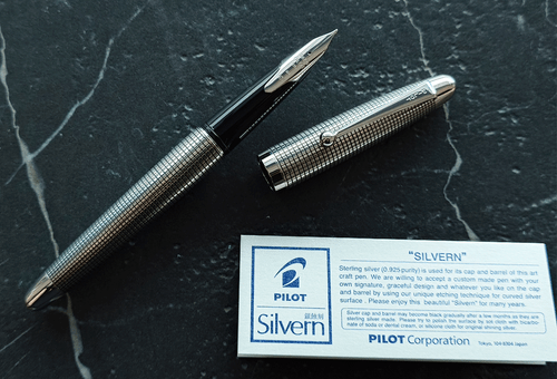 Pilot Silvern Art Craft Sterling Silver Lattice 18k Fountain Pen Medium Nib