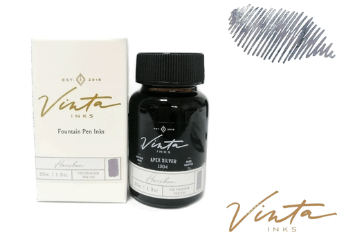 Vinta Fountain Pen 30ml Bottle Ink Shimmer Apex Silver [Haribon 1994]