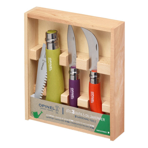 Opinel Stainless & Carbon Steel Garden Knife Trio - 3 Colors