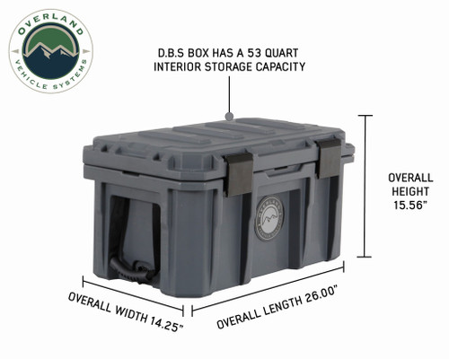 D.B.S. - Dark Grey 53 QT Dry Box with Drain, and Bottle Opener