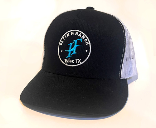 Flyin H Ranch Mesh Back Hat - Black  w/ Teal Logo