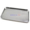 Stainless steel instrument tray with rolled edges for surgical, veterinary and dental instruments