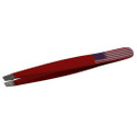 Slant Tip Tweezers Standard Model Red Color with US Flag  surgical123