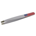 Slant Tip Tweezers Standard Model White Color with US Flag  surgical123