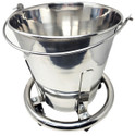 Stainless steel 13 quart kick bucket with seamless pail design and wheeled base