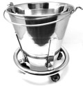 Stainless Steel Kick Bucket 8.5qt Seamless Pail Basin on Wheels 360-degree Mobility