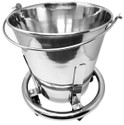 Kick Bucket Stainless Steel Seamless Pail Basin on Wheels rolling stand