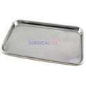 Stainless steel instrument tray with rolled edges for surgical, veterinary and dental instruments