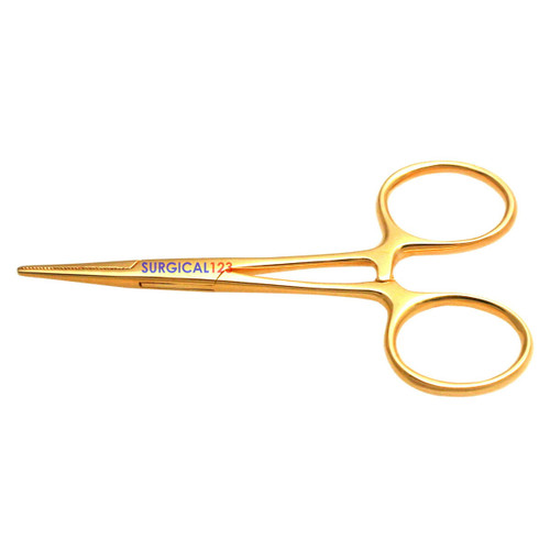 Hartman Mosquito Forceps Straight Serrated Jaws Gold Plated  surgical123