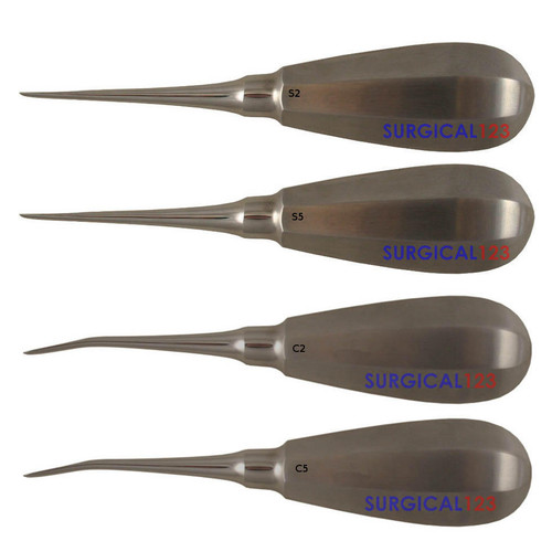 Starter Kit of 4 Luxator Elevators Straight & Curved Tip 2, 5mm  surgical123