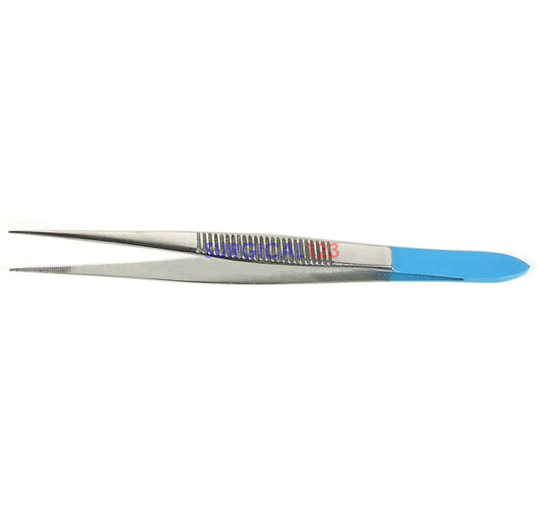 Splinter Forceps Straight Serrated Tips, Blue Coated End  surgical123