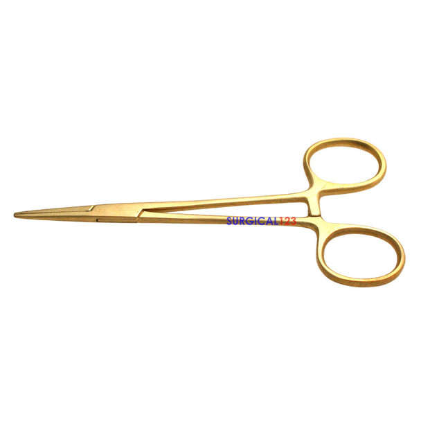 Mosquito Hemostat Forceps Straight Serrated Jaws Gold Plated  surgical123
